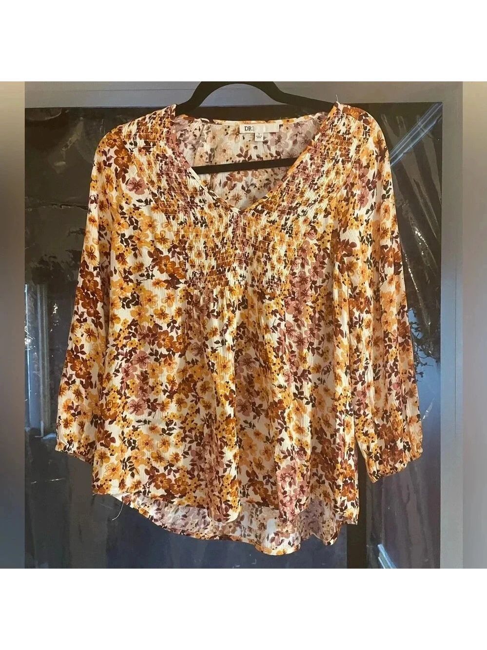 DR2, Sz Small, Floral Blouse, Excellent Condition